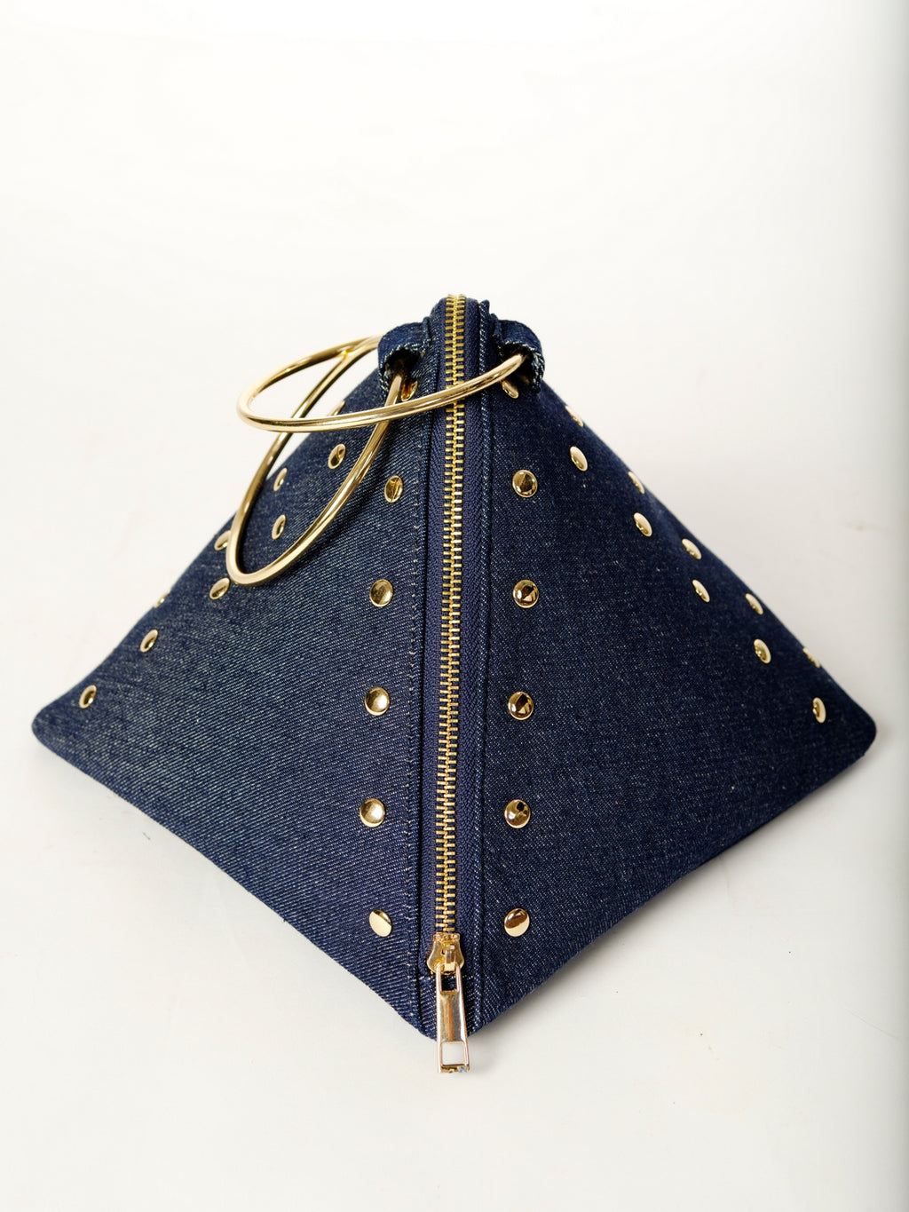 ANNA DENIM PYRAMID CLUTCH