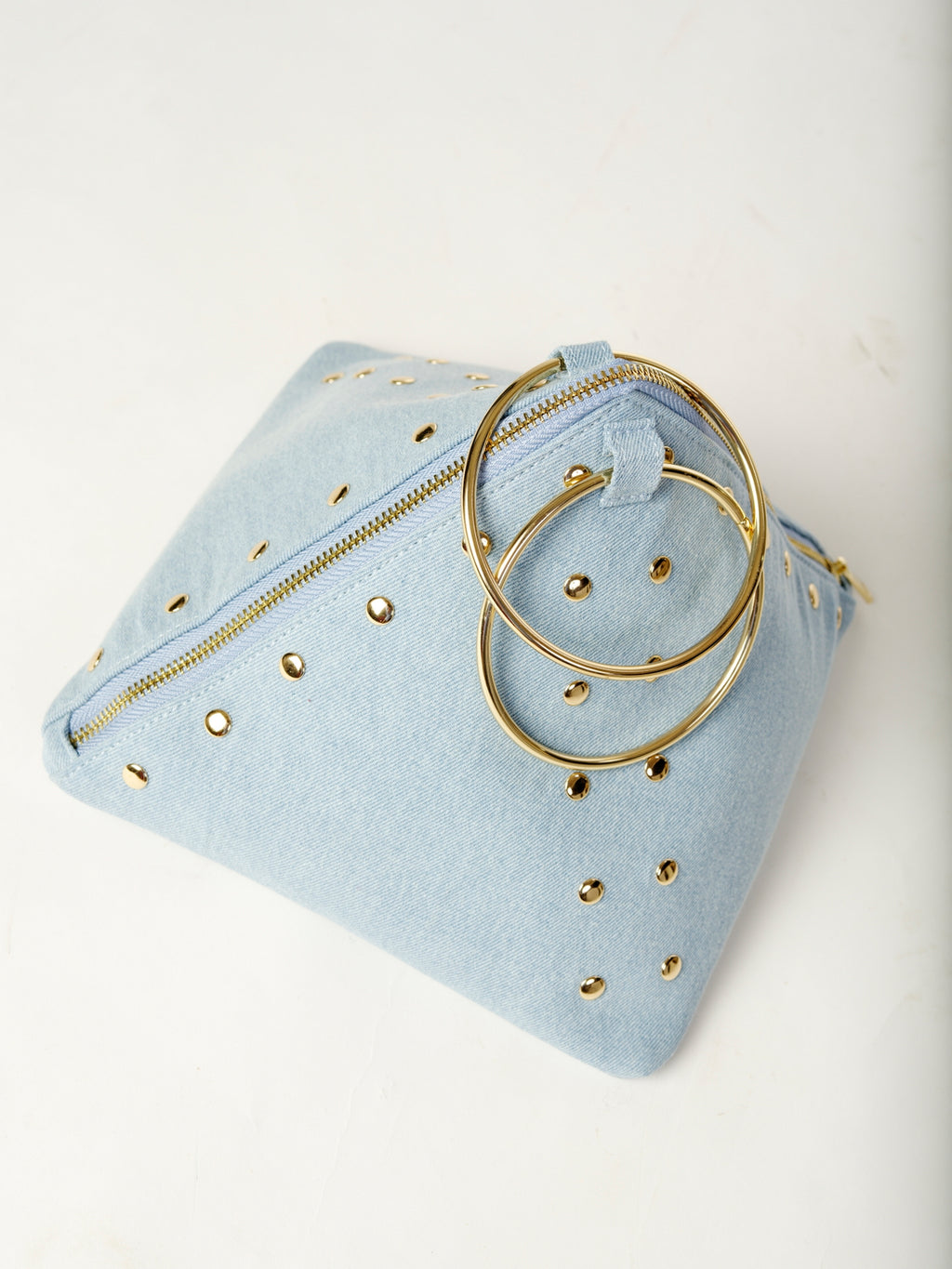 WARI DENIM PYRAMID CLUTCH