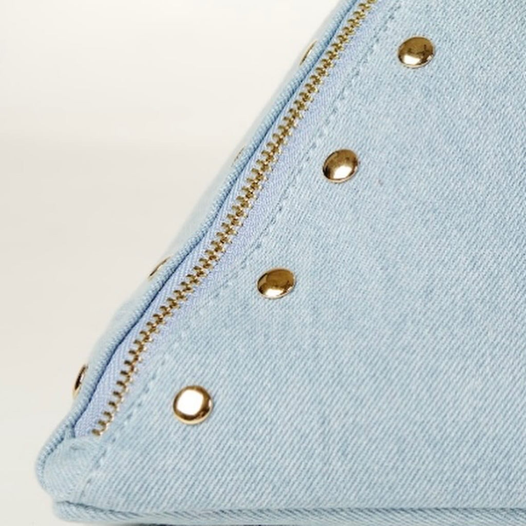 WARI DENIM PYRAMID CLUTCH