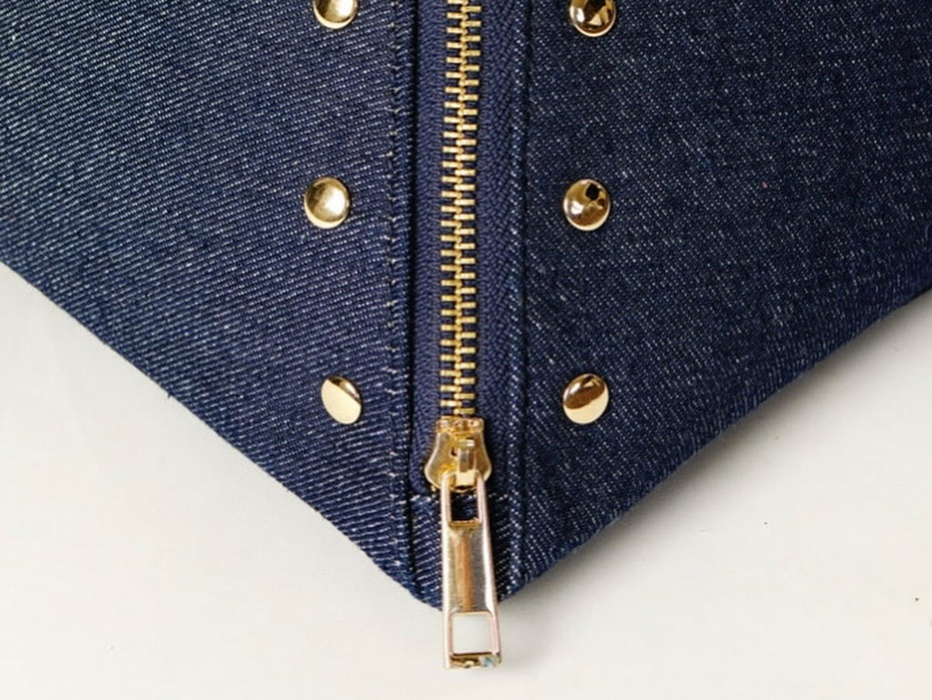 ANNA DENIM PYRAMID CLUTCH