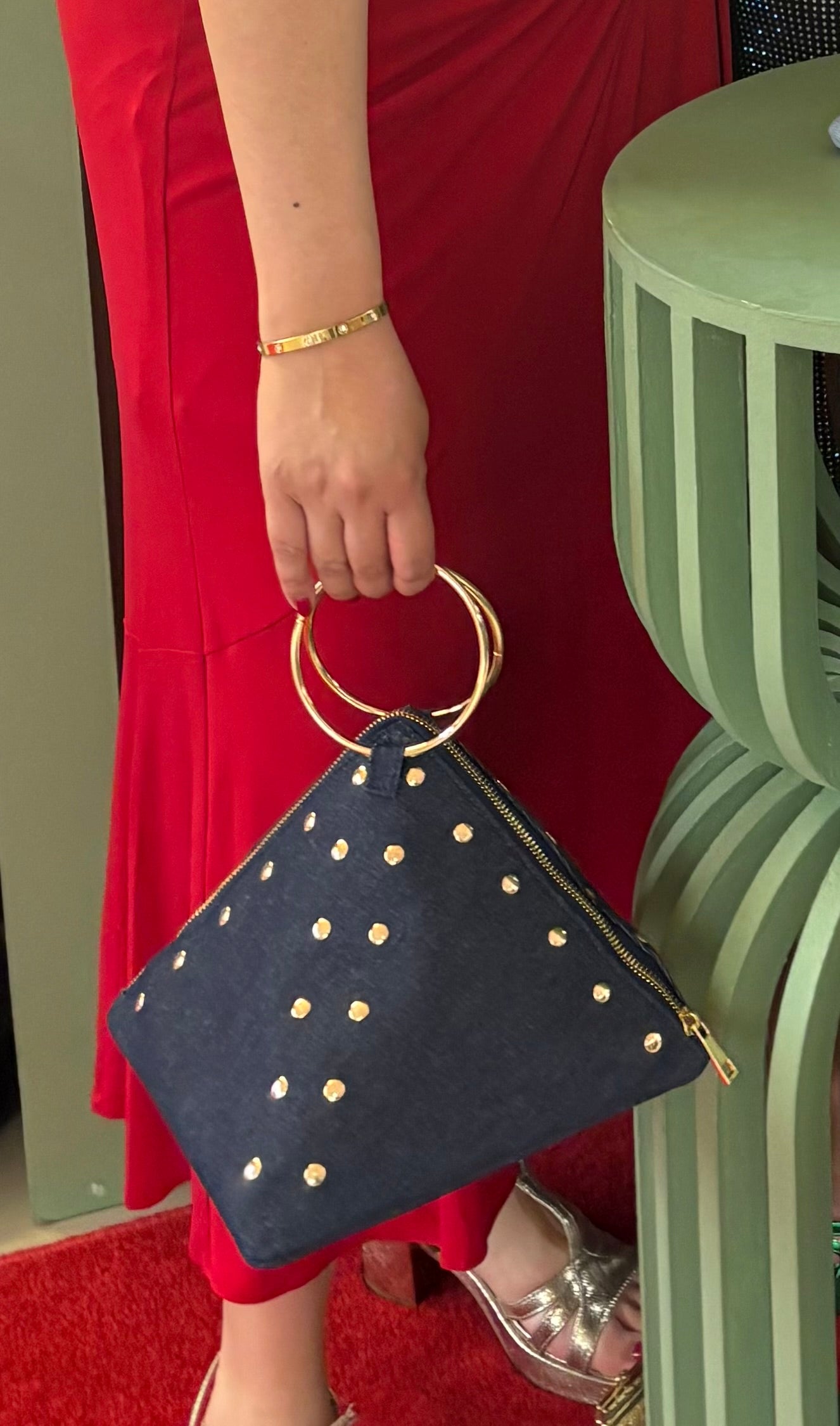 Dark Denim Pyramid Clutch