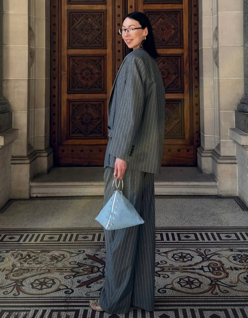 Light Denim Pyramid Clutch