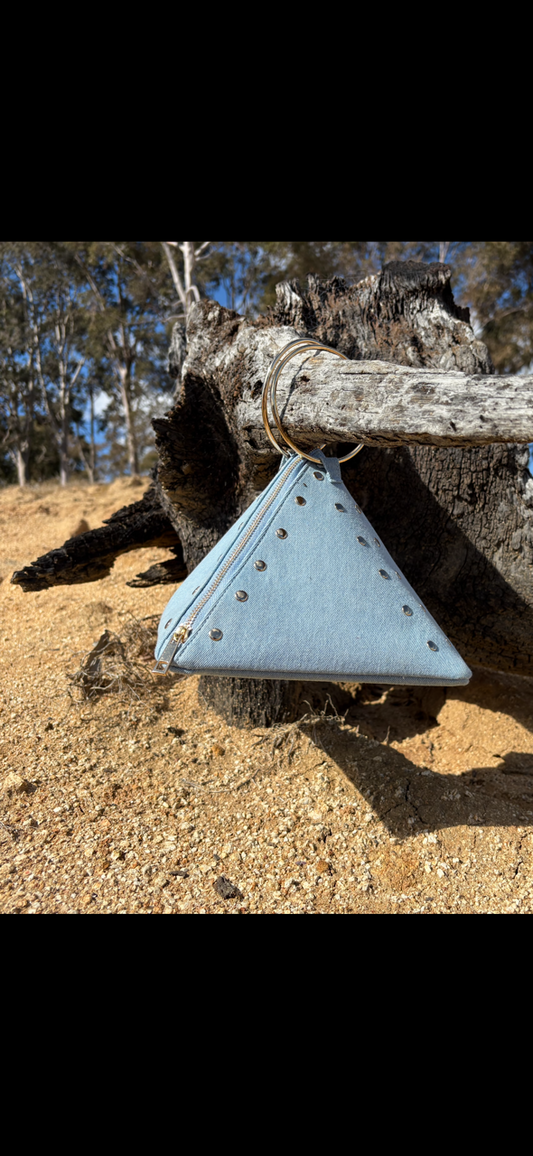 Light Denim Pyramid Clutch