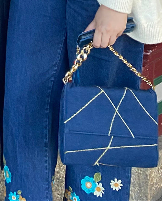 MYA DENIM KINTSUGI CLUTCH BAG